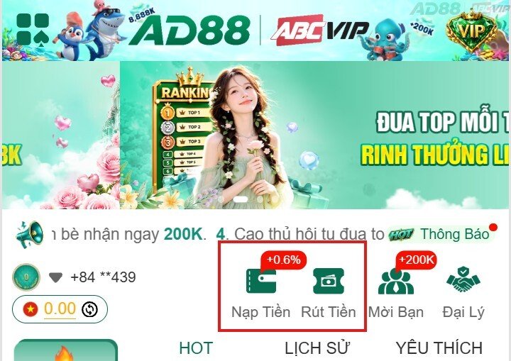Nạp tiền AD88
